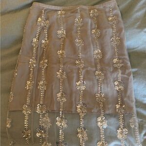 J. Crew Silver Floral Embellished Pencil Skirt